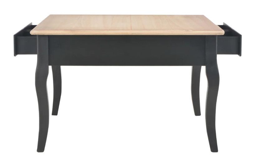 Table basse carrée 4 tiroirs bois clair et pin massif noir Dean - Photo n°5