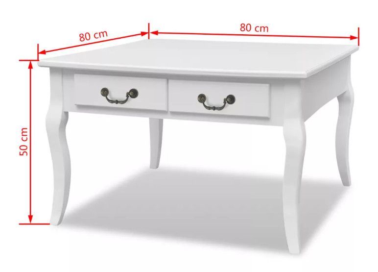 Table basse carrée 4 tiroirs bois et pin massif blanc Frenchy - Photo n°7