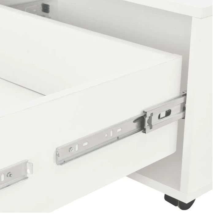 Table basse carrée à roulettes bois blanc brillant Bella 60 cm - Photo n°6
