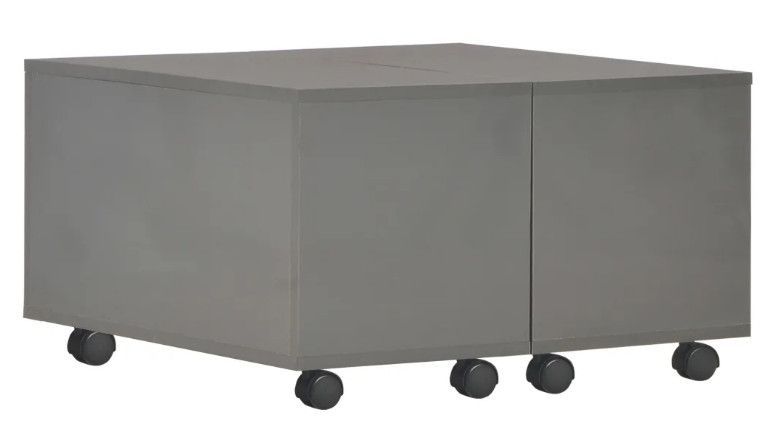Table basse carrée à roulettes bois gris brillant Bella 60 cm - Photo n°1