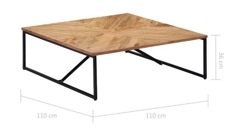 Table basse carrée acacia massif clair et métal noir Rozas - Photo n°8