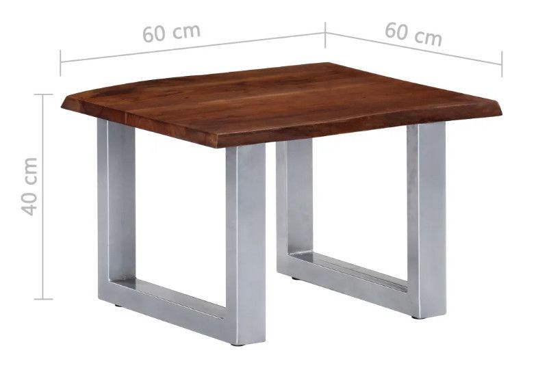 Table basse carrée acacia massif foncé et métal gris Miji - Photo n°8