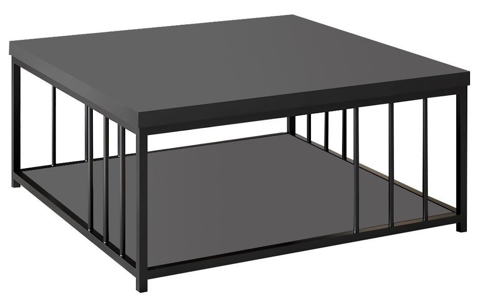 Table basse carrée anthracite et métal noir Tonya 90 cm - Photo n°1