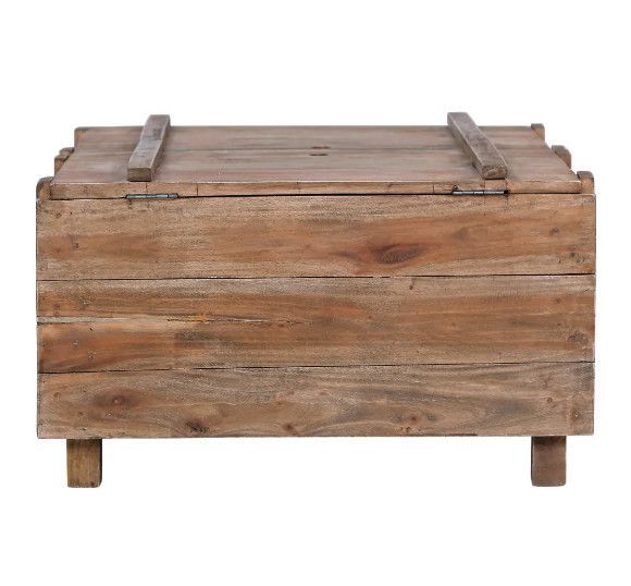 Table basse carrée avec coffre bois massif recyclé foncé Nova 65 cm - Photo n°3