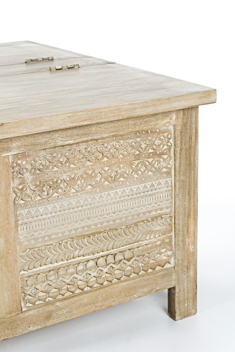 Table basse carrée avec rangement en bois avec motifs Mabel L 80 cm - Photo n°5