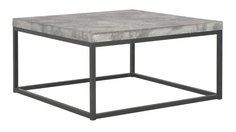 Table basse carrée effet béton gris et métal noir Nouria - Photo n°1