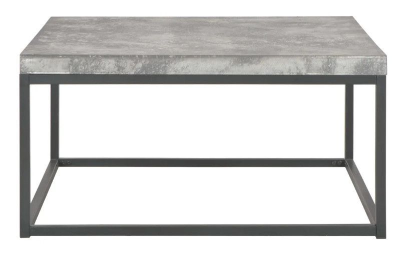 Table basse carrée effet béton gris et métal noir Nouria - Photo n°2