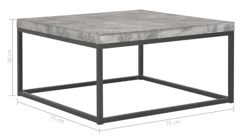 Table basse carrée effet béton gris et métal noir Nouria - Photo n°5