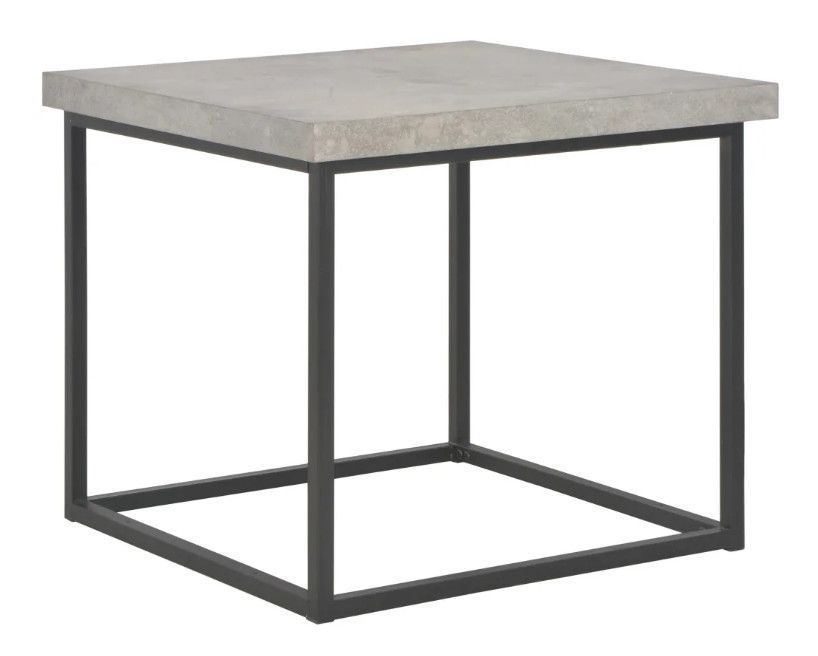 Table basse carrée béton gris et métal noir Nouria L 55 - Photo n°1