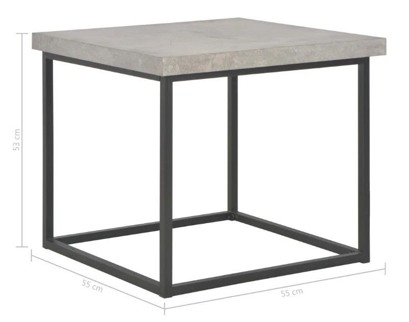 Table basse carrée béton gris et métal noir Nouria L 55 - Photo n°5