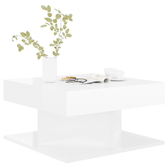 Table basse carrée Blanc brillant 57x57x30 cm Konda - Photo n°1