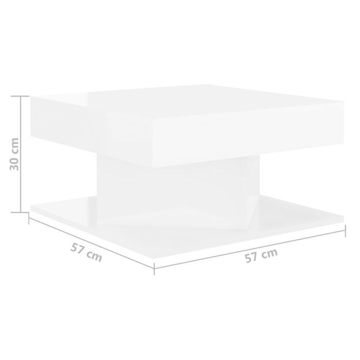 Table basse carrée Blanc brillant 57x57x30 cm Konda - Photo n°5