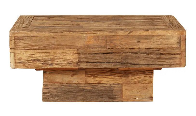 Table basse carrée bois de traverses clair Mousty 70 cm - Photo n°2