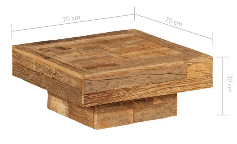 Table basse carrée bois de traverses clair Mousty 70 cm - Photo n°7