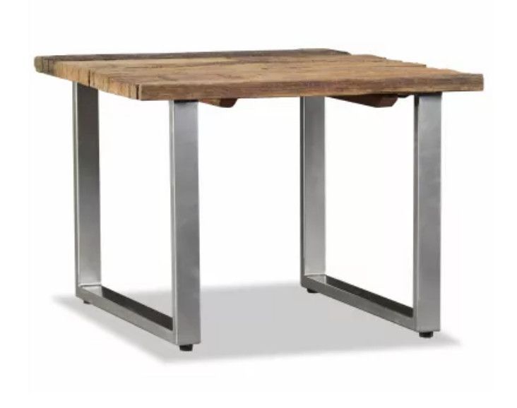 Table basse carrée bois de traverses recyclé et pieds métal gris Mousty - Photo n°1