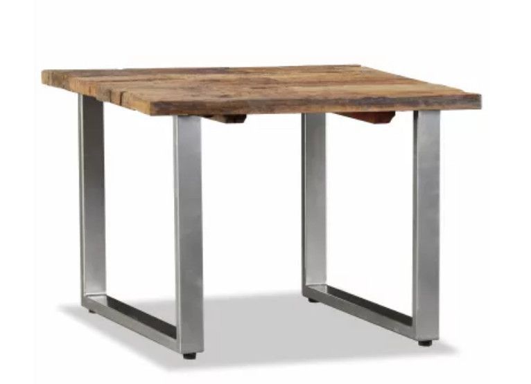 Table basse carrée bois de traverses recyclé et pieds métal gris Mousty - Photo n°2