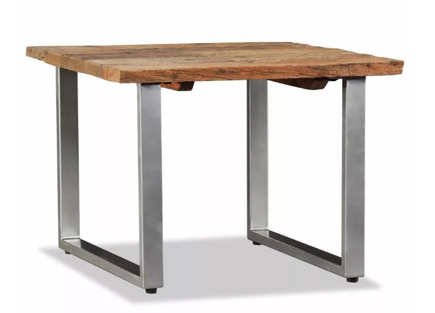 Table basse carrée bois de traverses recyclé et pieds métal gris Mousty - Photo n°3