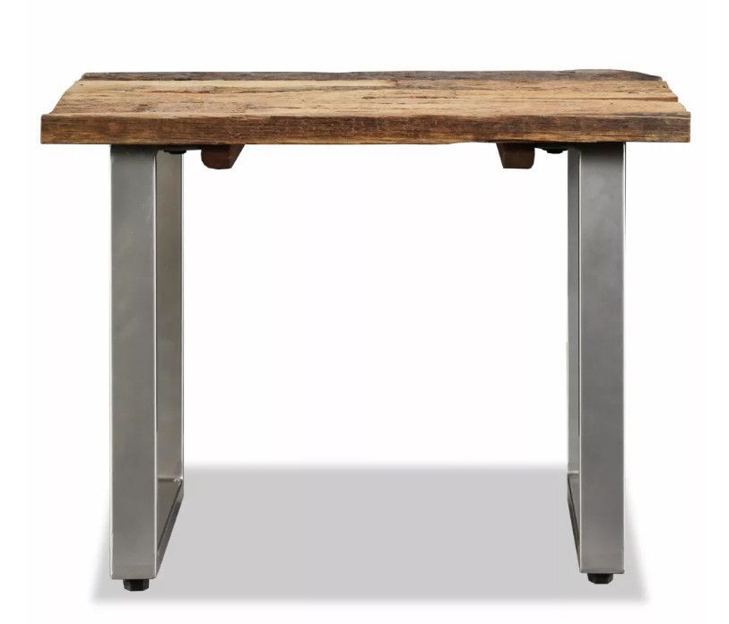 Table basse carrée bois de traverses recyclé et pieds métal gris Mousty - Photo n°4