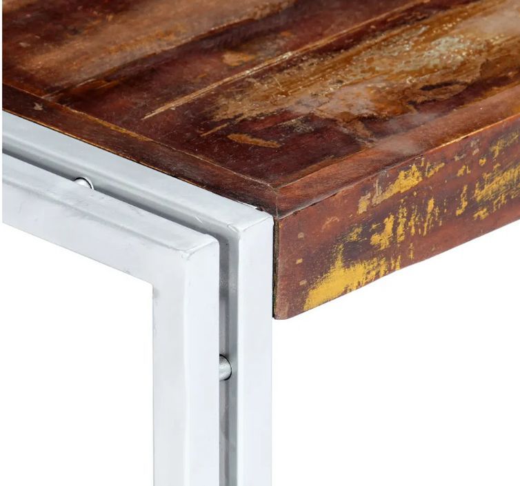 Table basse carrée bois massif recyclé et métal gris Pousty - Photo n°3
