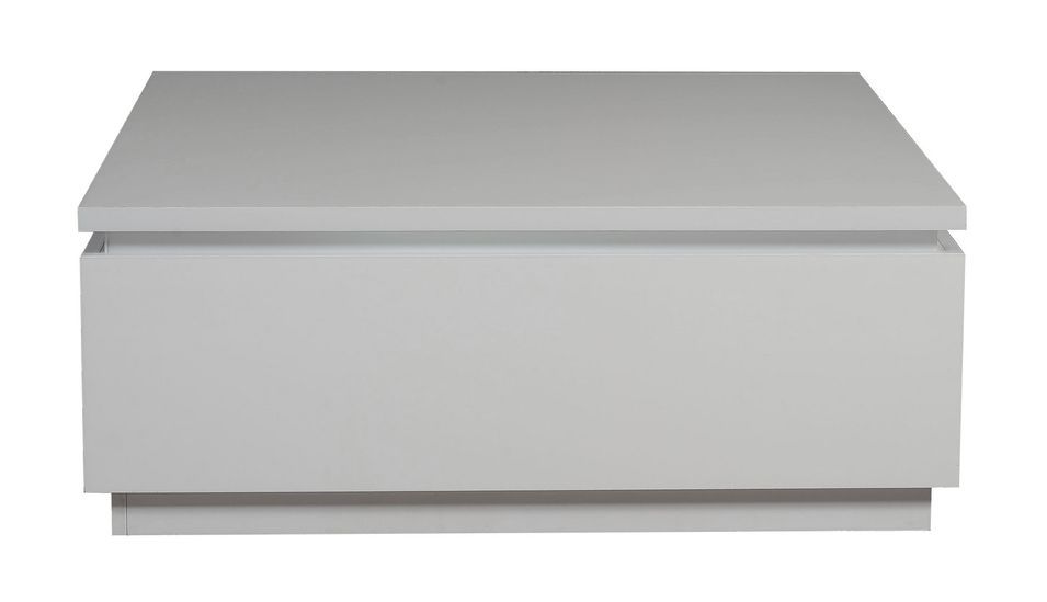 Table basse carrée lumineuse bois laqué blanc Kela 90 cm - Photo n°3
