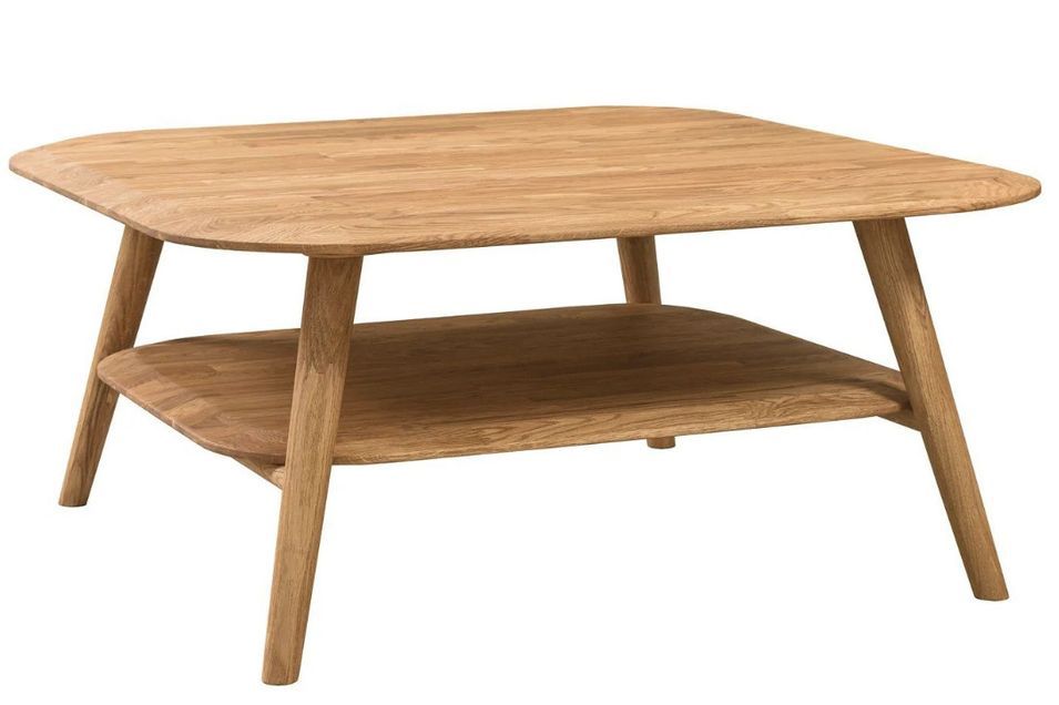 Table basse carrée en bois de chêne massif Kundy 90 cm - Photo n°1