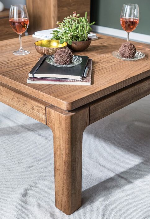 Table basse carrée en bois de chêne rustique Manky 80 cm - Photo n°2