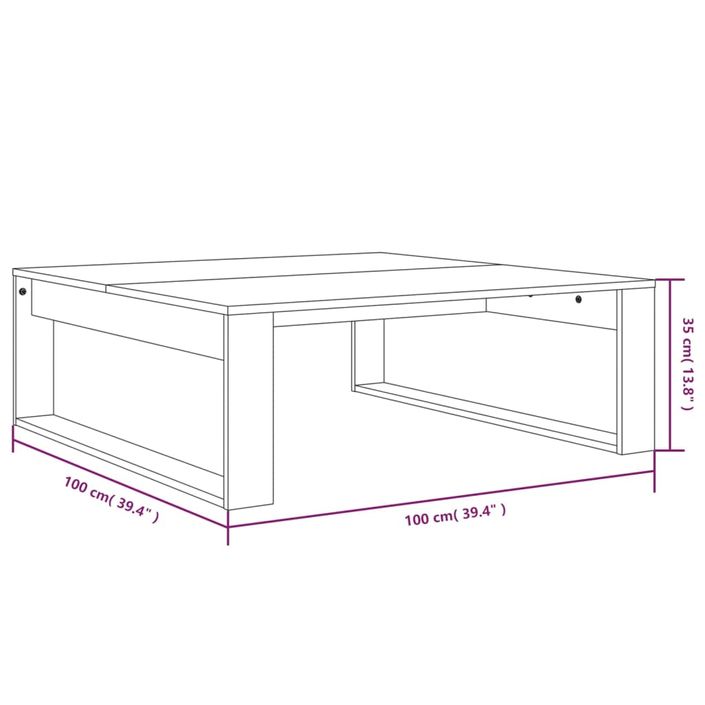 Table basse carrée en bois Luko 100 cm - Classique et intemporelle - Photo n°7