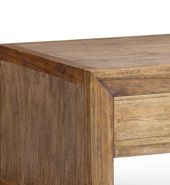 Table basse carrée en bois massif de Mindy naturel 1 tiroir Mazari 60 cm - Photo n°3