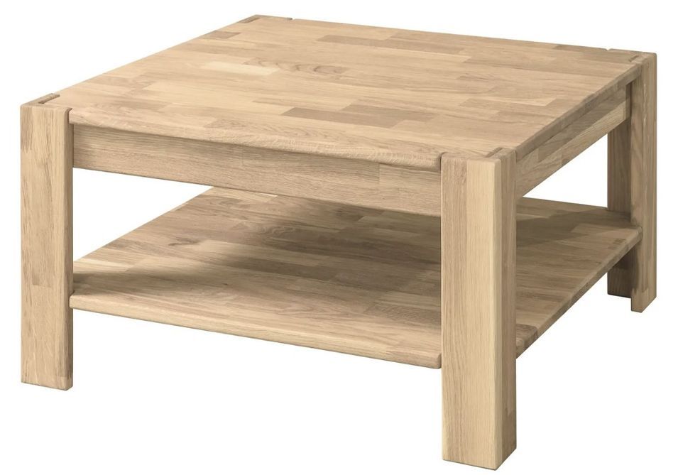 Table basse carrée en chêne massif blanchi Ritza 70 cm - Photo n°1