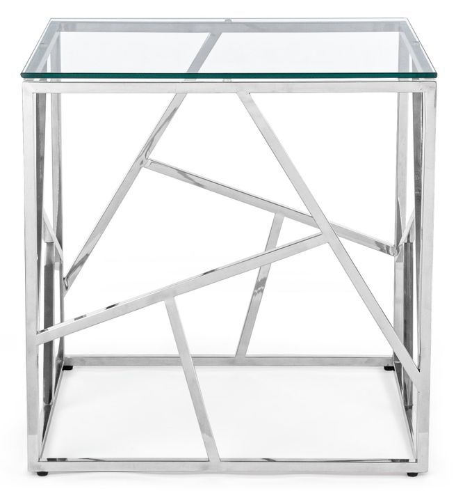 Table basse carrée en verre trempé argent Rani L 55 cm - Photo n°2