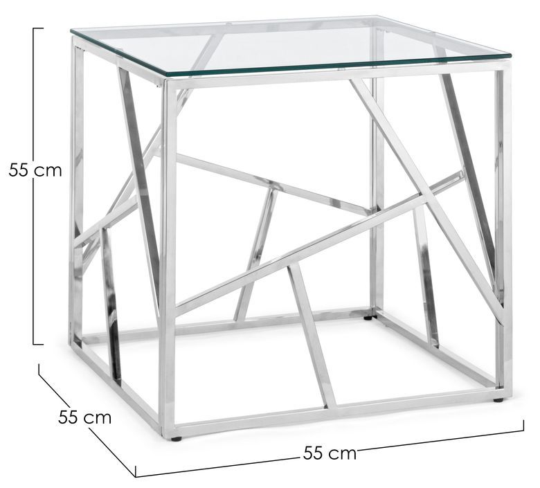 Table basse carrée en verre trempé argent Rani L 55 cm - Photo n°3