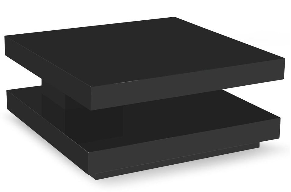 Table basse carrée laquée pivotante Noir Baxter - Photo n°1