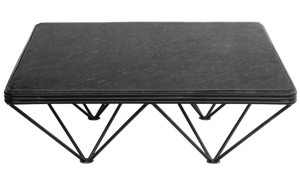 Table basse carrée marbre et métal noir Paola - Photo n°2