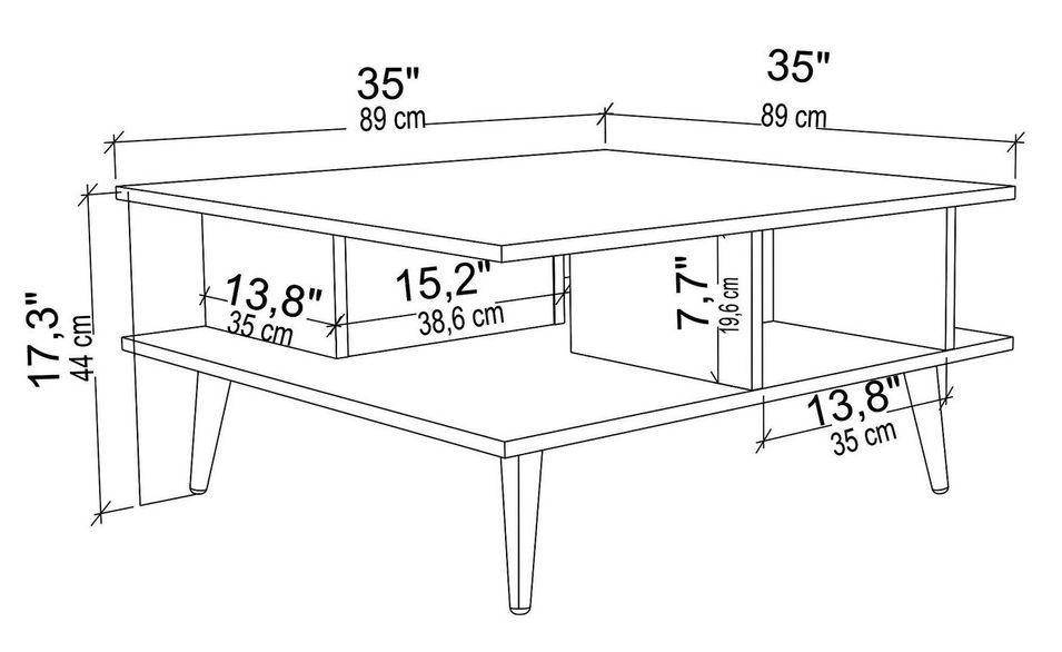 Table basse carrée noyer et noir Valika 89 cm - Photo n°4