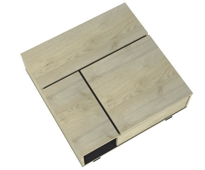Table basse carrée style industriel bois clair et acier noir Ross 90 cm - Photo n°5