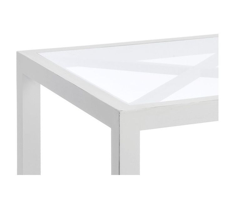 Table basse carrée verre et bois blanc Licia - Photo n°3