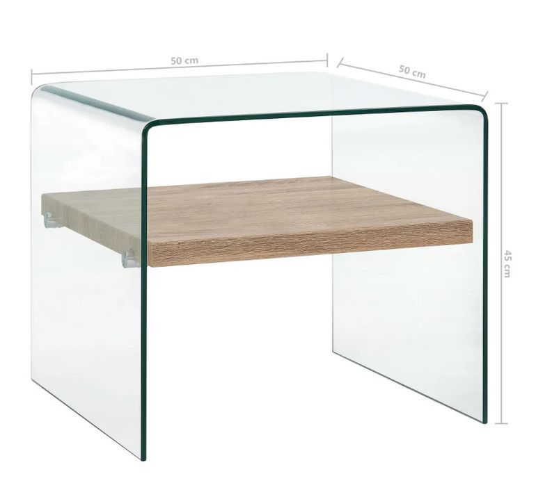 Table basse carrée verre transparent et chêne clairTable basse rectangulaire verre transparent et chêne clair Allissa - Photo n°5