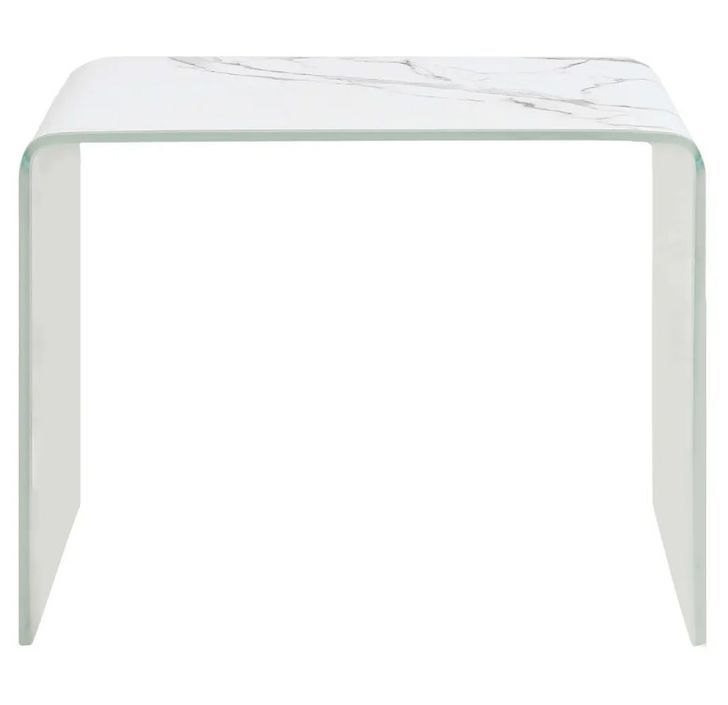 Table basse carrée verre trempé blanc Amada - Photo n°2