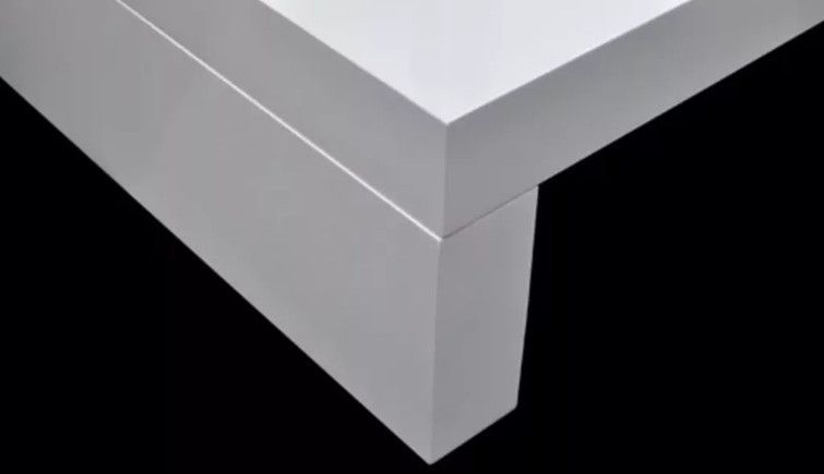 Table basse carrée verre trempé et bois blanc brillant Cubi 77 cm - Photo n°5