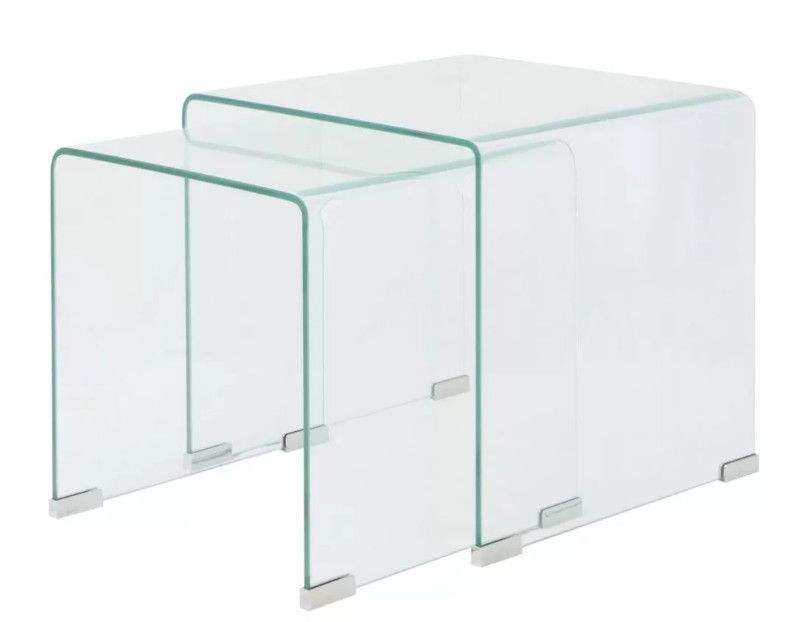 Table basse carrée verre trempé transparent Niu - Lot de 2 - Photo n°1
