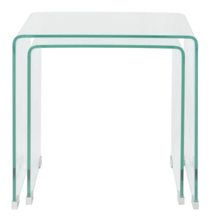 Table basse carrée verre trempé transparent Niu - Lot de 2 - Photo n°2