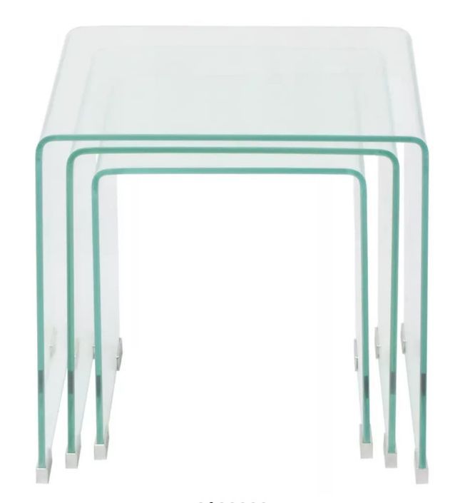 Table basse carrée verre trempé transparent Niu - Lot de 3 - Photo n°2