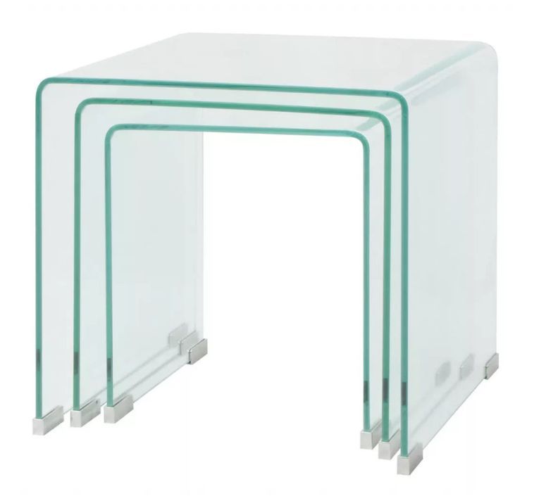 Table basse carrée verre trempé transparent Niu - Lot de 3 - Photo n°3
