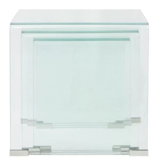 Table basse carrée verre trempé transparent Niu - Lot de 3 - Photo n°5