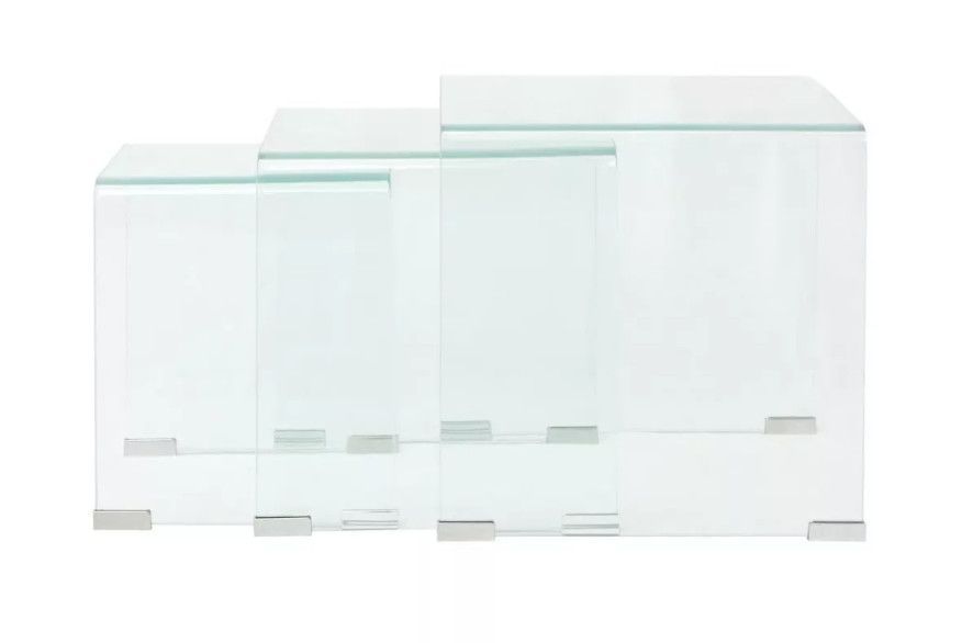 Table basse carrée verre trempé transparent Niu - Lot de 3 - Photo n°6