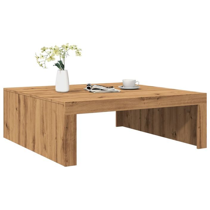 Table basse chêne artisanal 100x100x35 cm bois d'ingénierie - Photo n°1