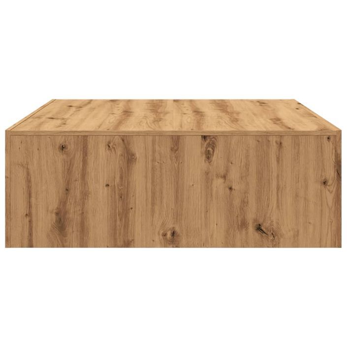 Table basse chêne artisanal 100x100x35 cm bois d'ingénierie - Photo n°5