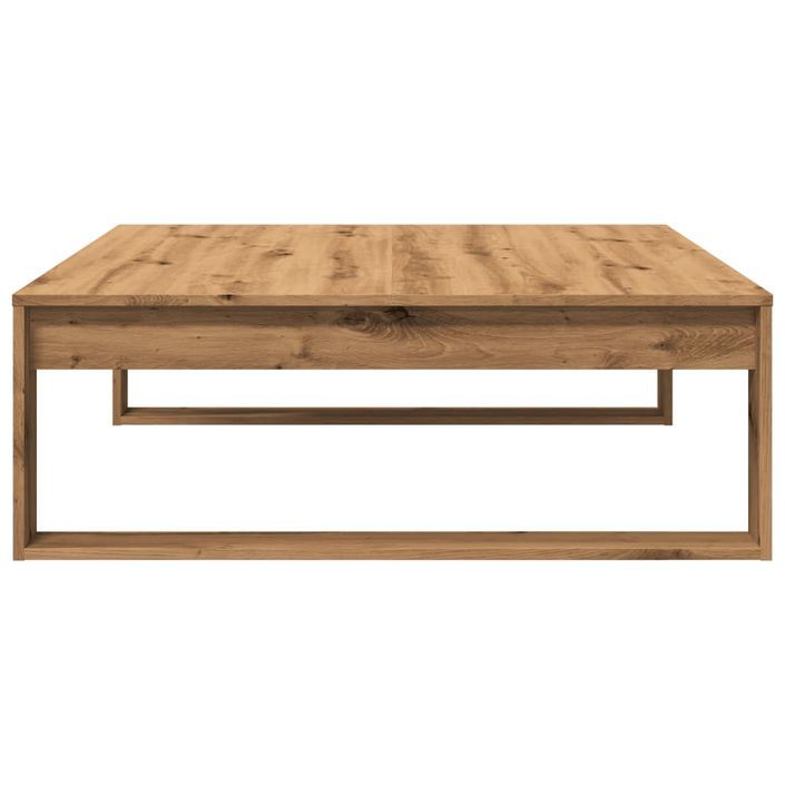 Table basse chêne artisanal 100x100x35 cm bois d'ingénierie - Photo n°5