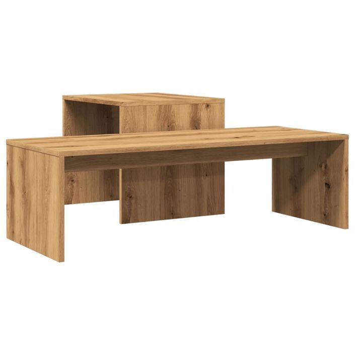 Table basse chêne artisanal 100x48x40 cm bois d'ingénierie - Photo n°7