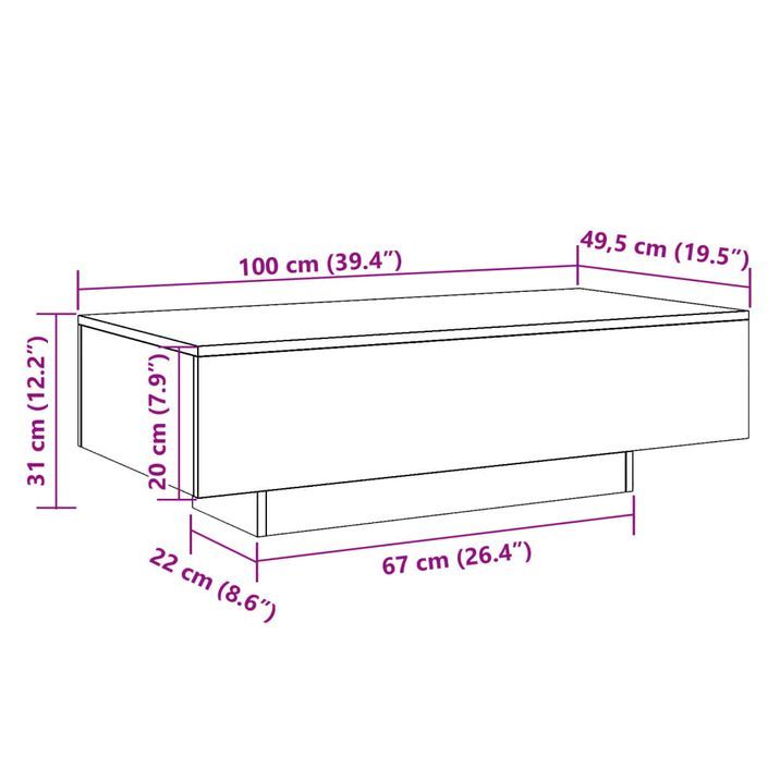 Table basse chêne artisanal 100x49,5x31 cm bois d'ingénierie - Photo n°10